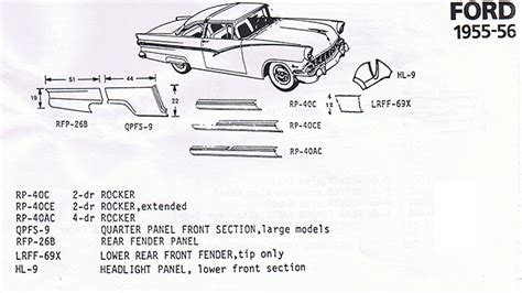 1955 ford sheet metal|Ford sheet metal parts.